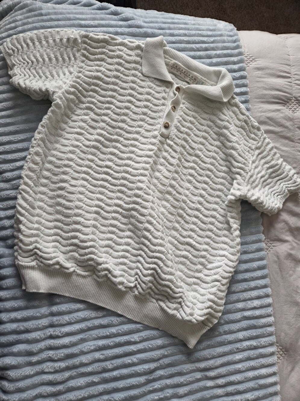 Men's Off White Textured Button-Front Cardigan Sweater